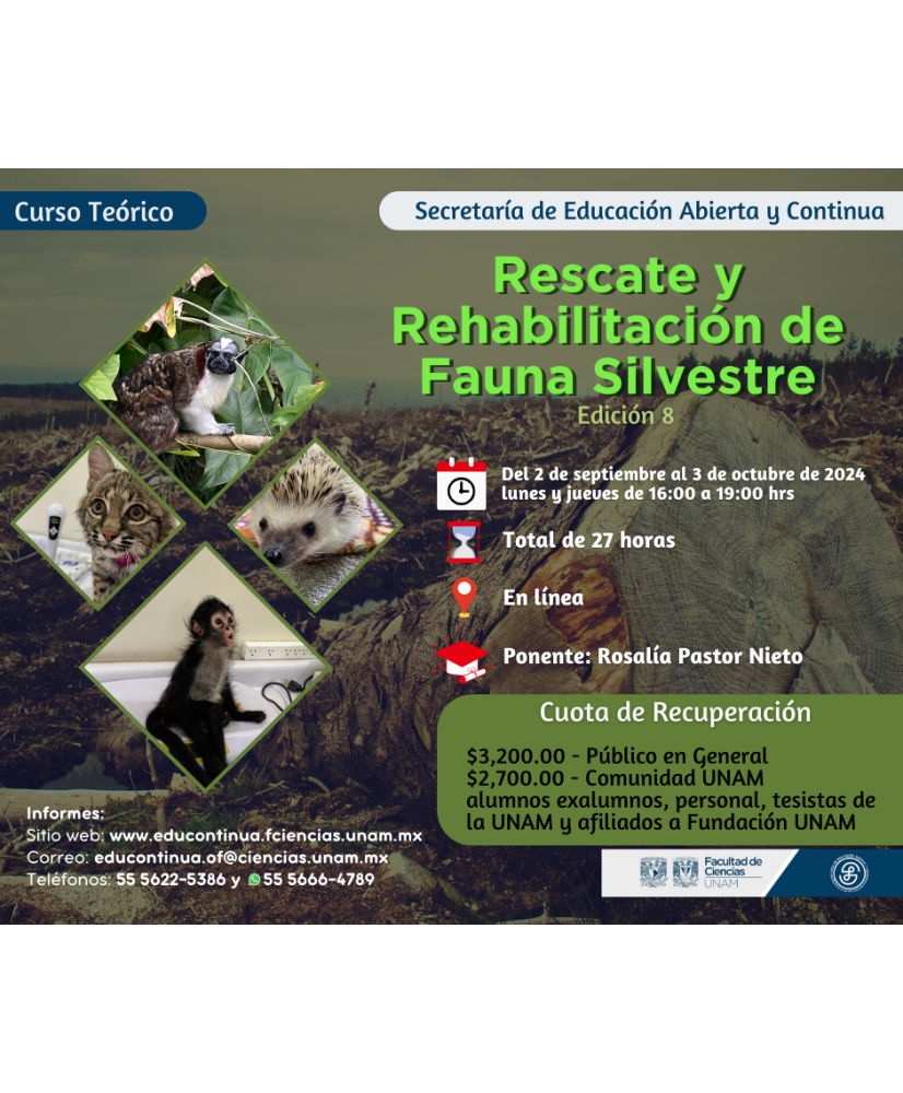 Admisión General: 8va Ed.: Rescate y Rehabilitación de Fauna Silvestre