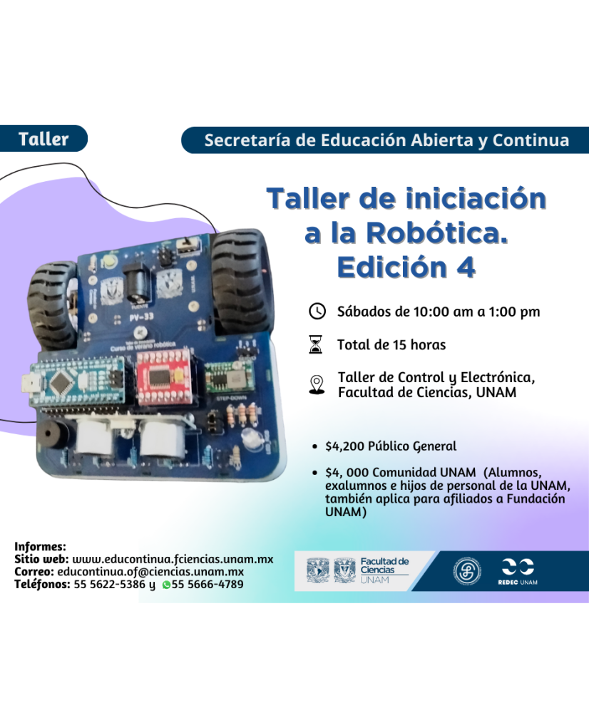 Admisión General: 4ta. Ed. del Taller de Iniciación a la Robótica